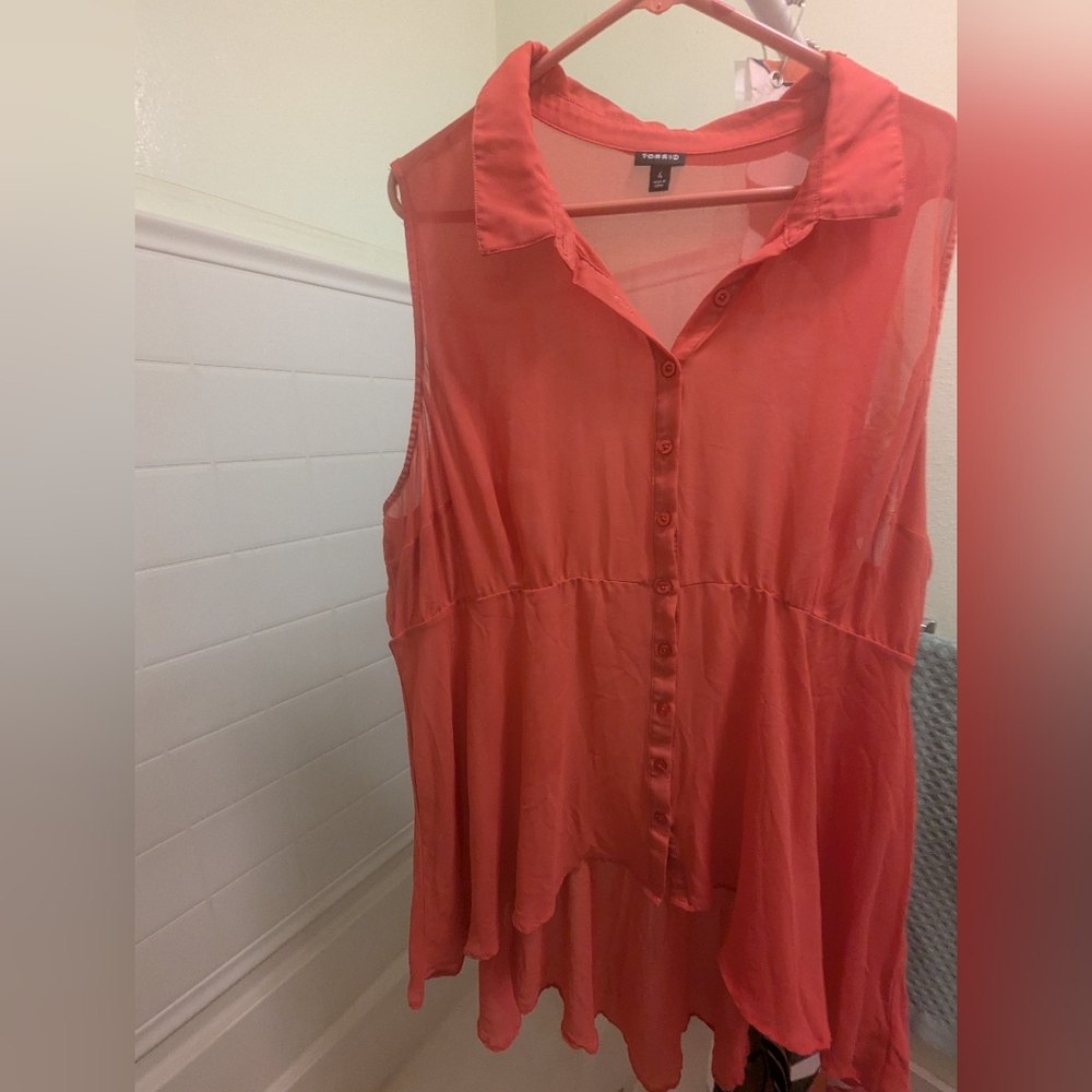 Torrid Coral Button down Tank